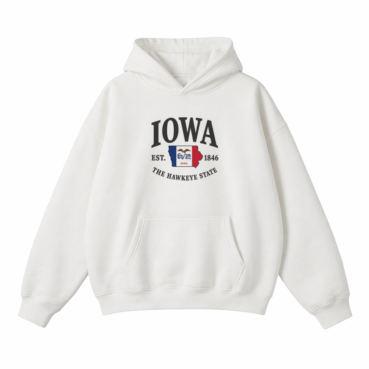 Collection 8 Iowa Oversize Fleeced Hoodie - White front