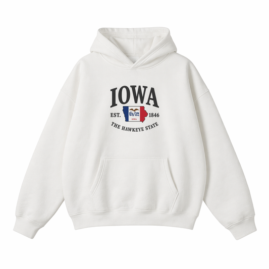 Collection 8 Iowa Oversize Fleeced Hoodie - White front