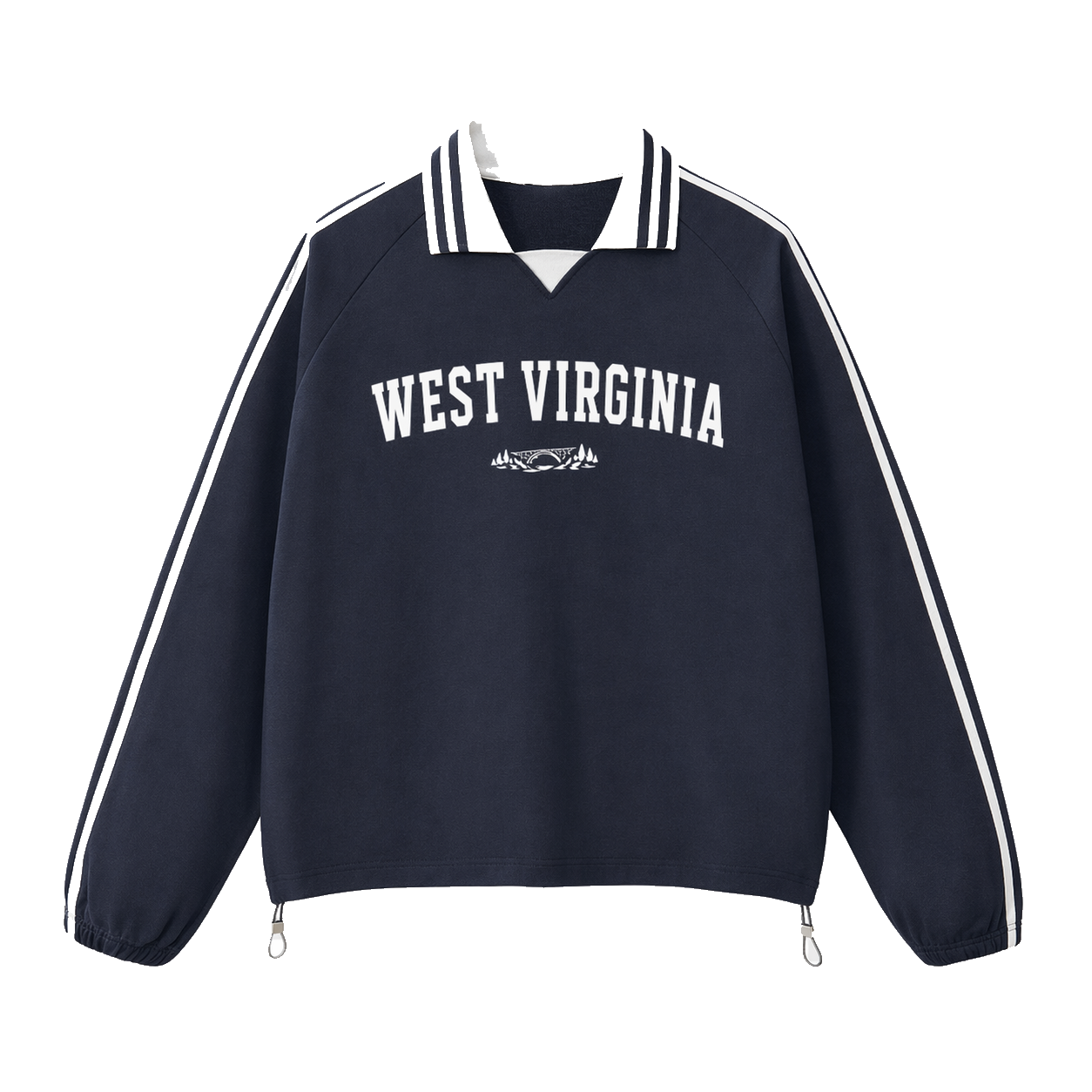 Collection 9 West Virginia Contrast Striped Lapel Collar Sweatshirt - Royal Blue front