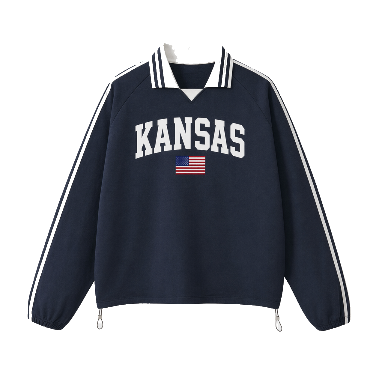 Collection 2 Kansas Contrast Striped Lapel Collar Sweatshirt - Royal Blue front