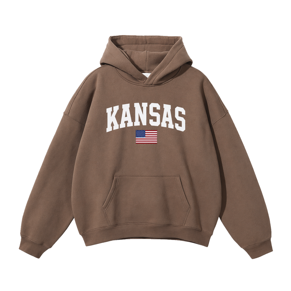 Collection 2 Kansas Oversize Fleeced Hoodie - Brown front