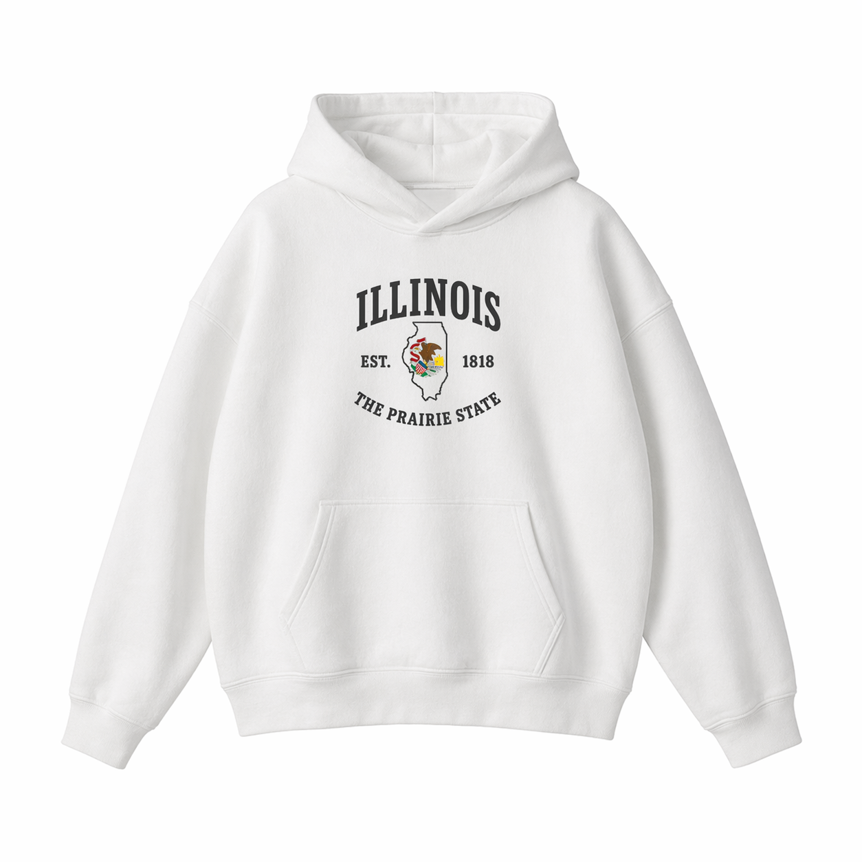 Collection 8 Illinois Oversize Fleeced Hoodie - White front