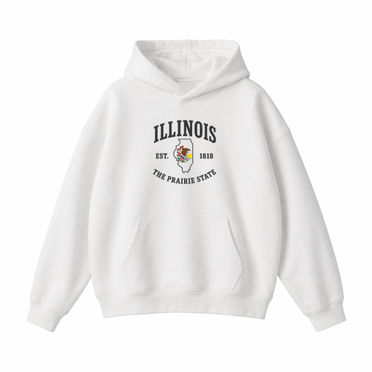 Collection 8 Illinois Oversize Fleeced Hoodie - White front