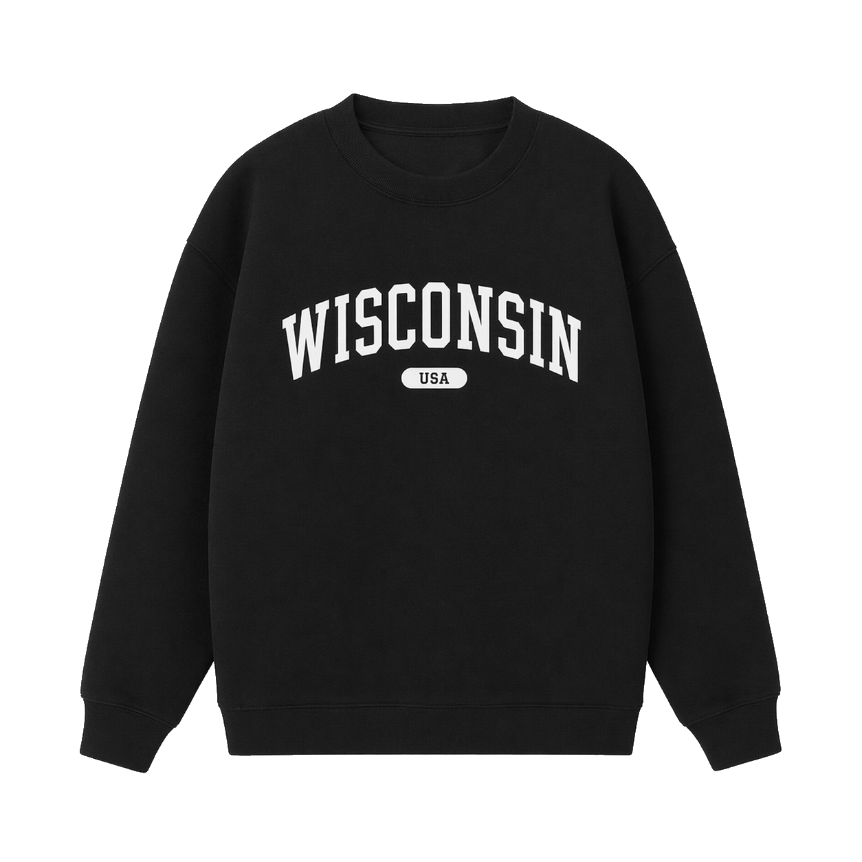 Collection 4 Wisconsin Essential Heavyweight Crewneck Sweatshirt - Black front