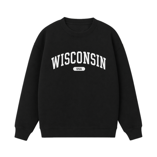 Collection 4 Wisconsin Essential Heavyweight Crewneck Sweatshirt - Black front