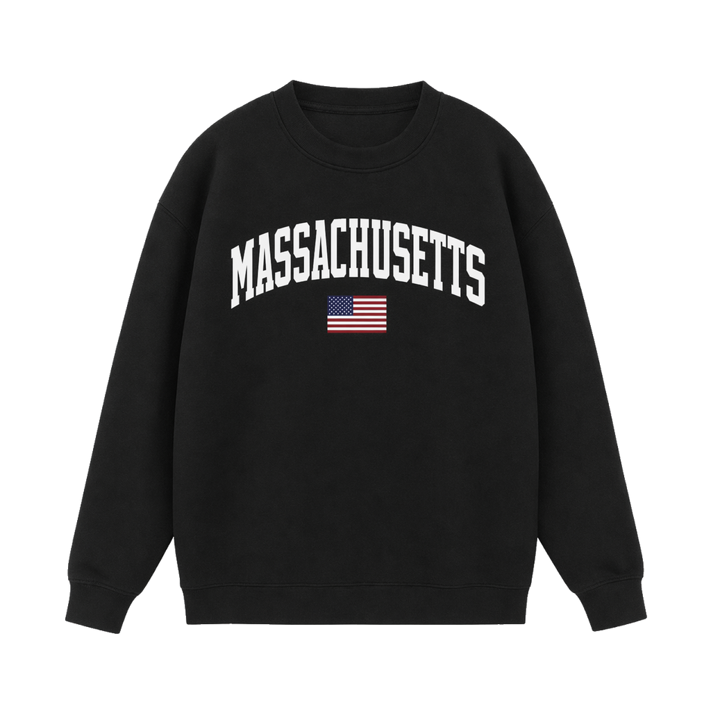 Collection 2 Massachusetts Essential Heavyweight Crewneck Sweatshirt - Black front