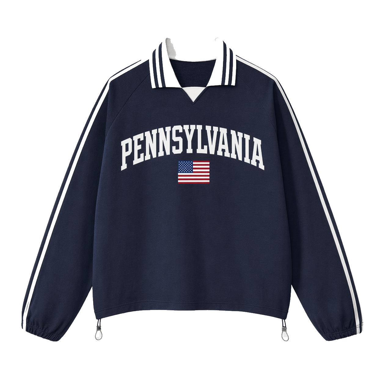 Collection 2 Pennsylvania Contrast Striped Lapel Collar Sweatshirt - Royal Blue front
