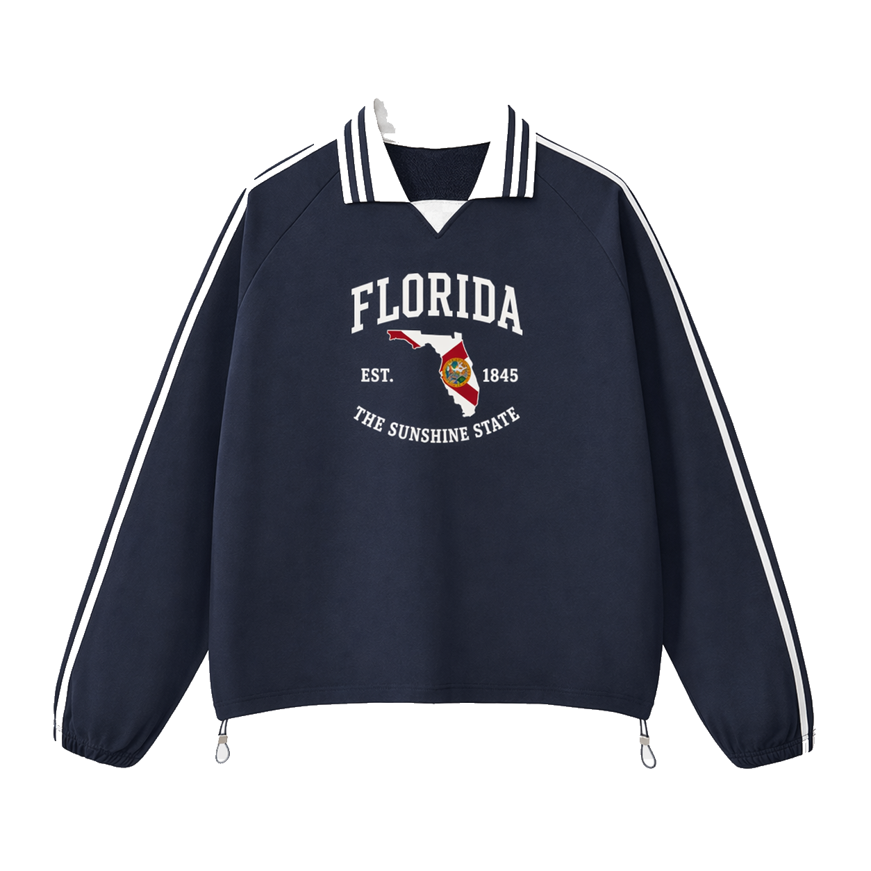 Collection 8 Florida Contrast Striped Lapel Collar Sweatshirt - Royal Blue front