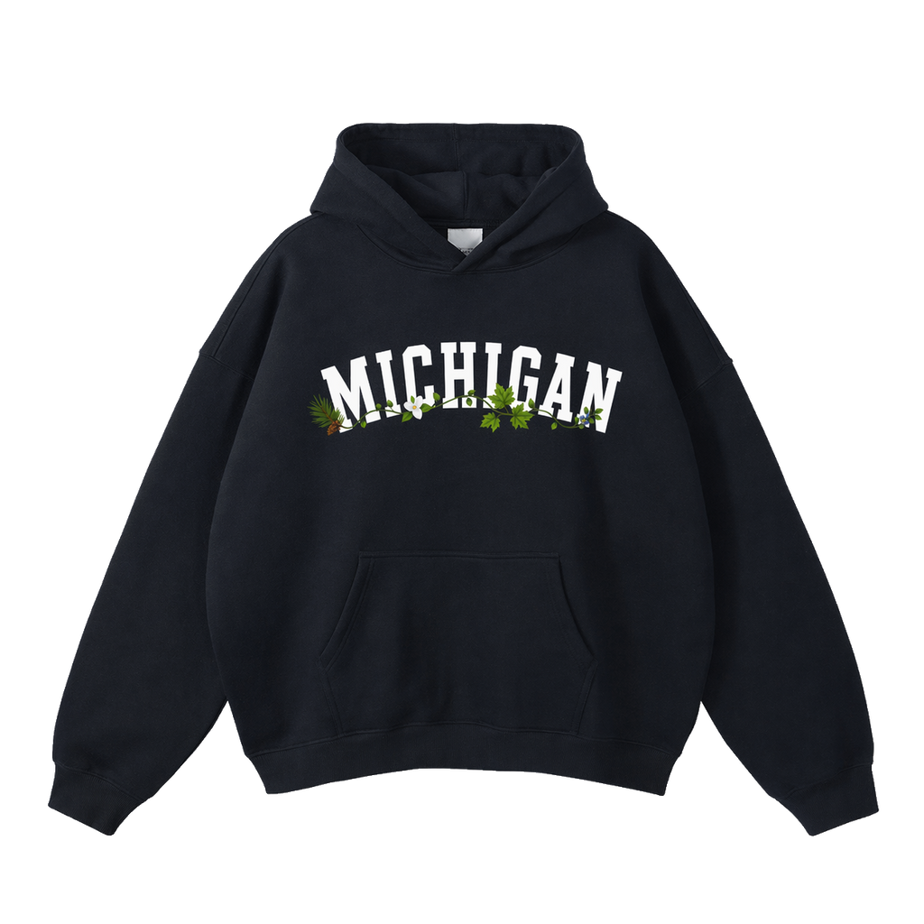 Collection 10 Michigan Oversize Fleeced Hoodie - Black front