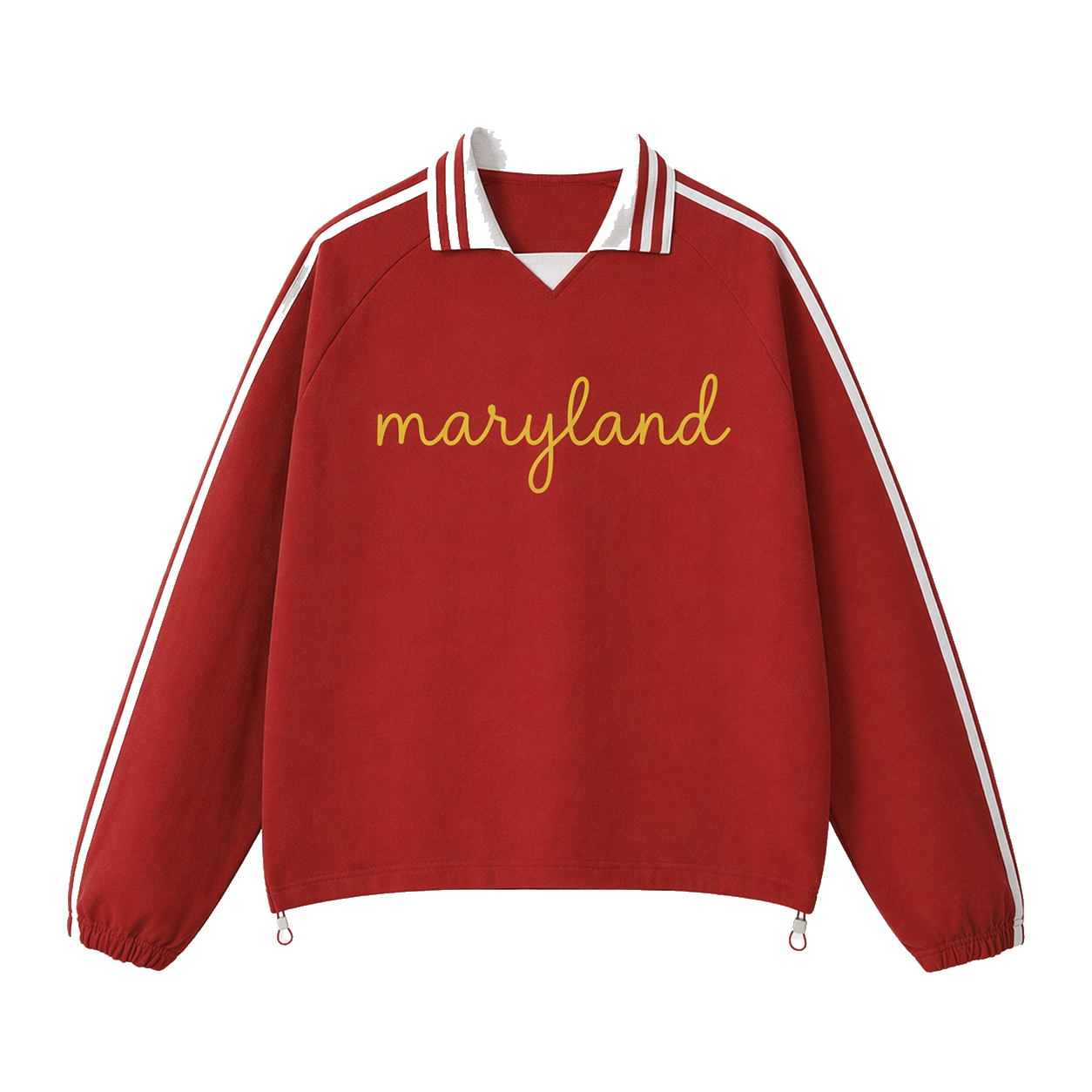Collection 3 Maryland Contrast Striped Lapel Collar Sweatshirt - Red front