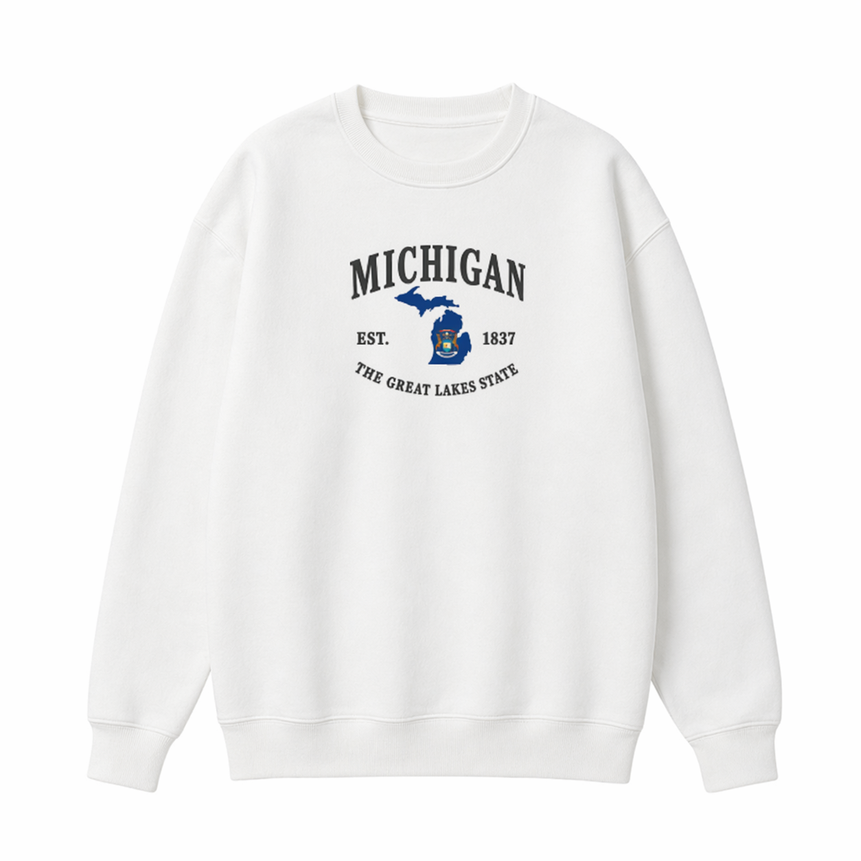 Collection 8 Michigan Essential Heavyweight Crewneck Sweatshirt - White front