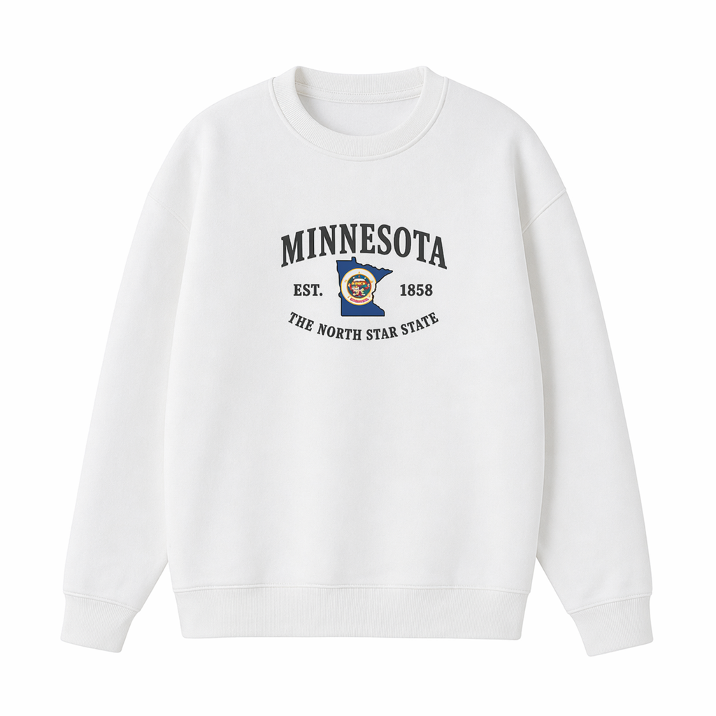 Collection 8 Minnesota Essential Heavyweight Crewneck Sweatshirt - White front
