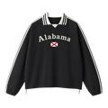 Collection 6 Alabama Contrast Striped Lapel Collar Sweatshirt - Black front