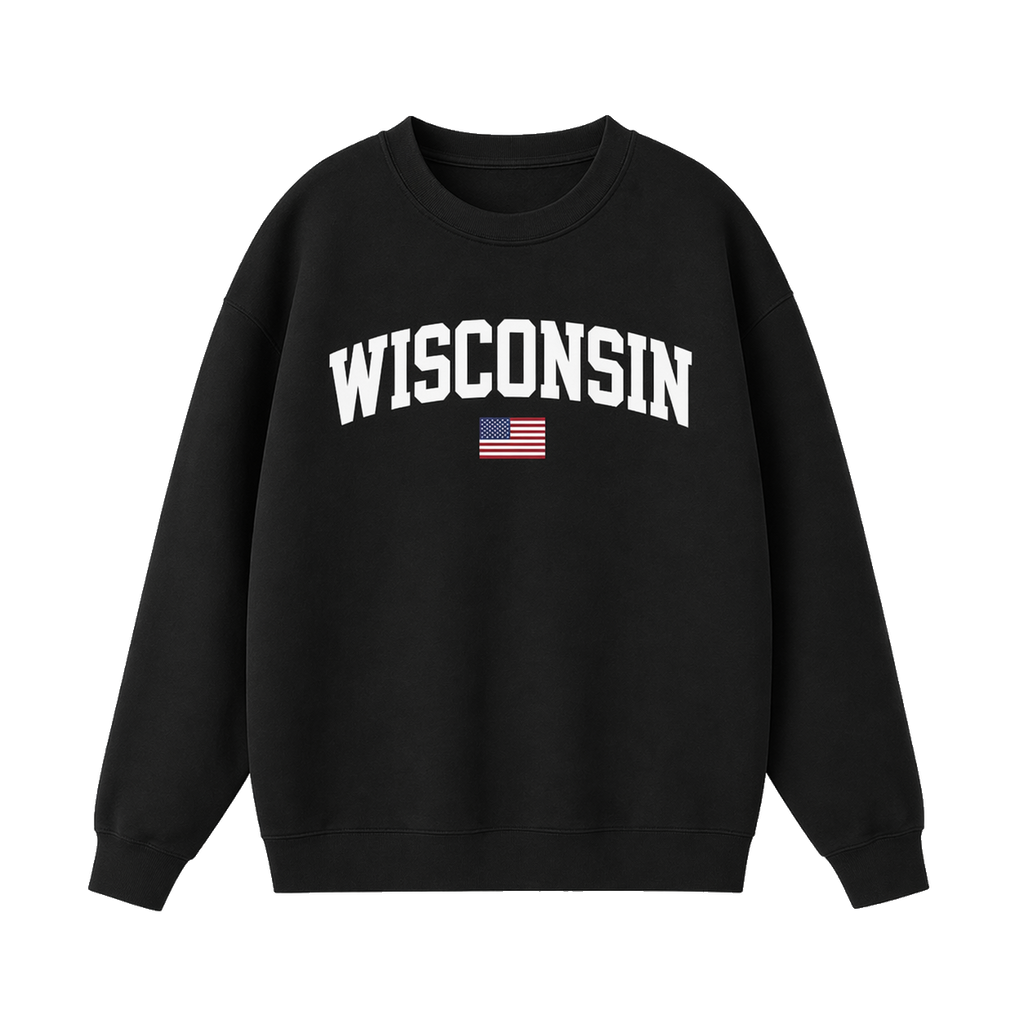Collection 2 Wisconsin Essential Heavyweight Crewneck Sweatshirt - Black front