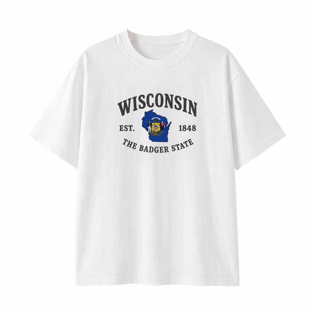 Collection 8 Wisconsin Essential Cotton T-Shirt - White front