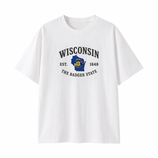Collection 8 Wisconsin Essential Cotton T-Shirt - White front