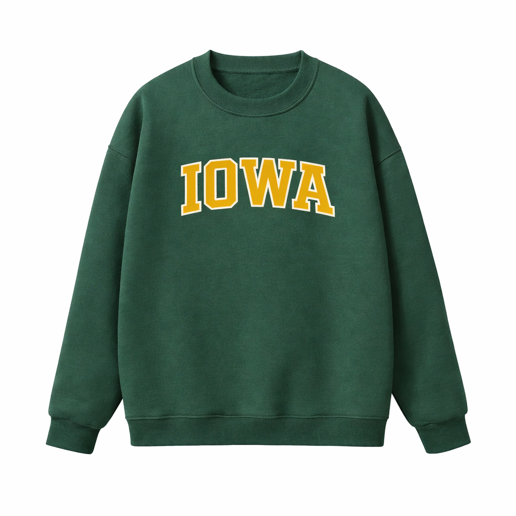 Collection 1 Iowa Essential Heavyweight Crewneck Sweatshirt - Dark Green front