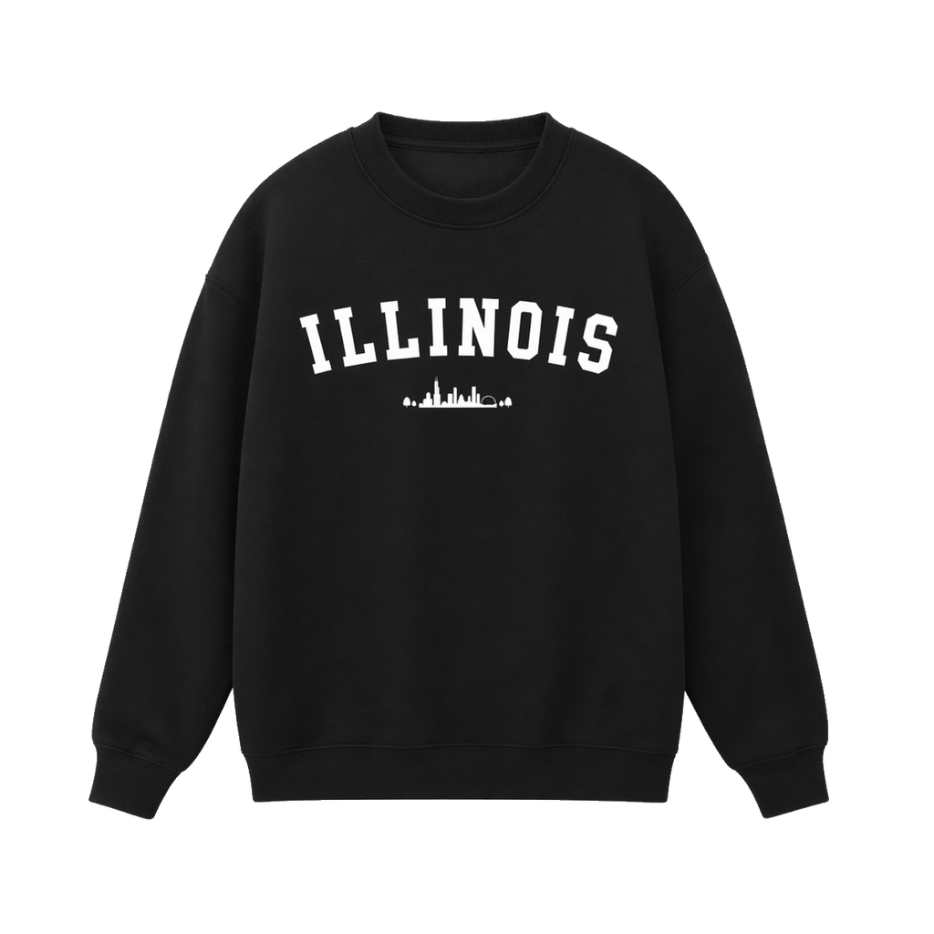 Collection 9 Illinois Essential Heavyweight Crewneck Sweatshirt - Black front