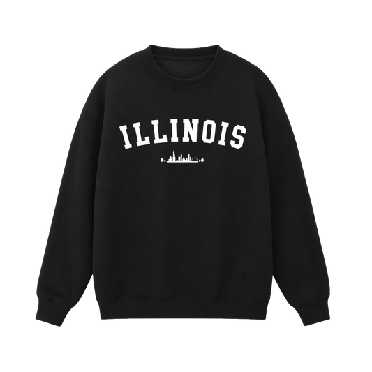Collection 9 Illinois Essential Heavyweight Crewneck Sweatshirt - Black front