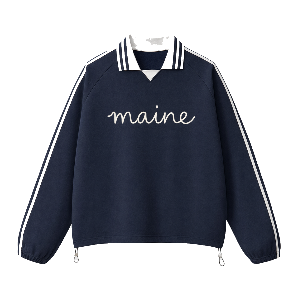 Collection 3 Maine Contrast Striped Lapel Collar Sweatshirt - Royal Blue front