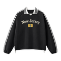 Collection 6 New Jersey Contrast Striped Lapel Collar Sweatshirt - Black front