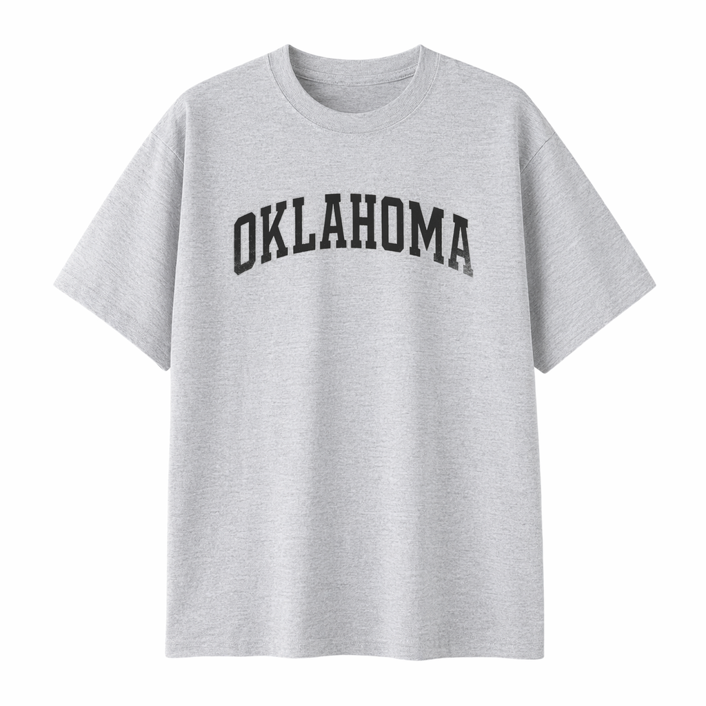 Collection 1 Oklahoma Essential Cotton T-Shirt - White Gray front
