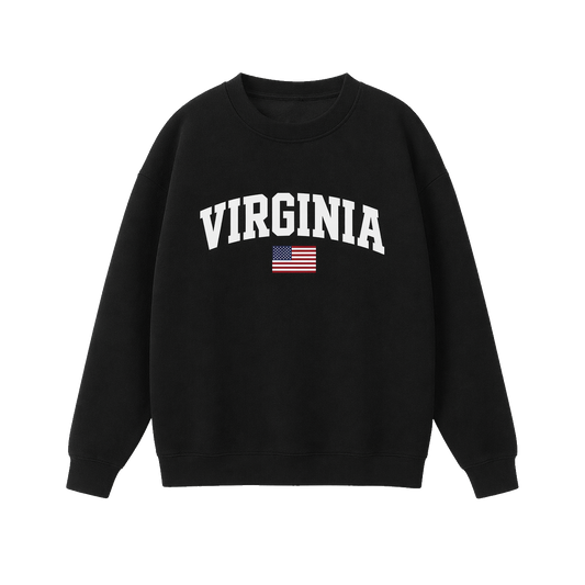 Collection 2 Virginia Essential Heavyweight Crewneck Sweatshirt - Black front