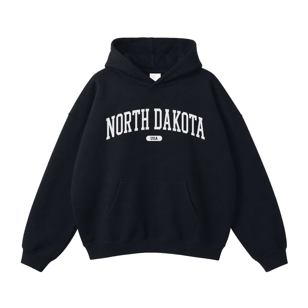 Collection 4 North Dakota Oversize Fleeced Hoodie - Black front