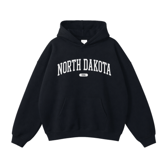 Collection 4 North Dakota Oversize Fleeced Hoodie - Black front
