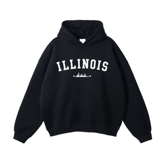Collection 9 Illinois Oversize Fleeced Hoodie - Black front