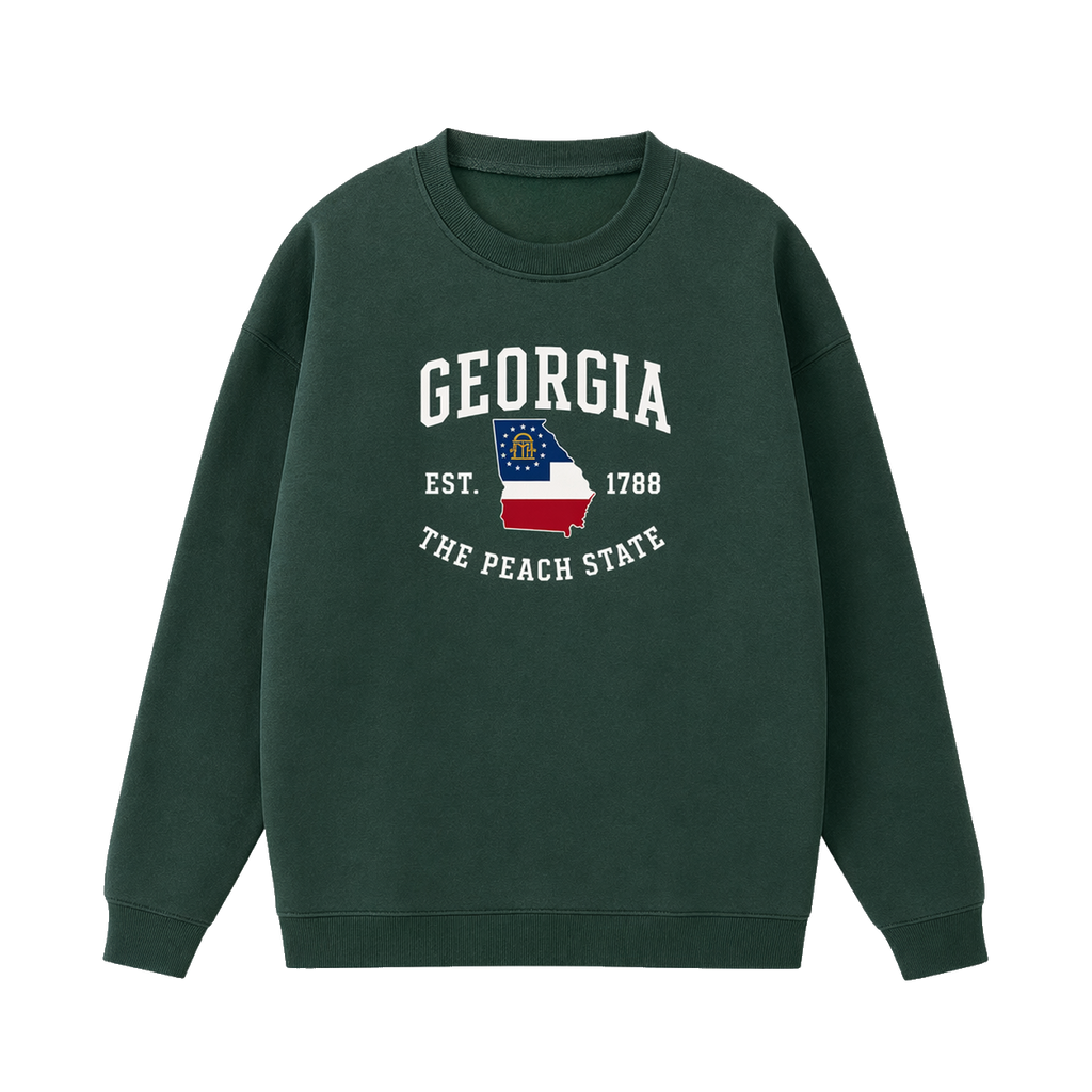 Collection 8 Georgia Essential Heavyweight Crewneck Sweatshirt - Dark Green front