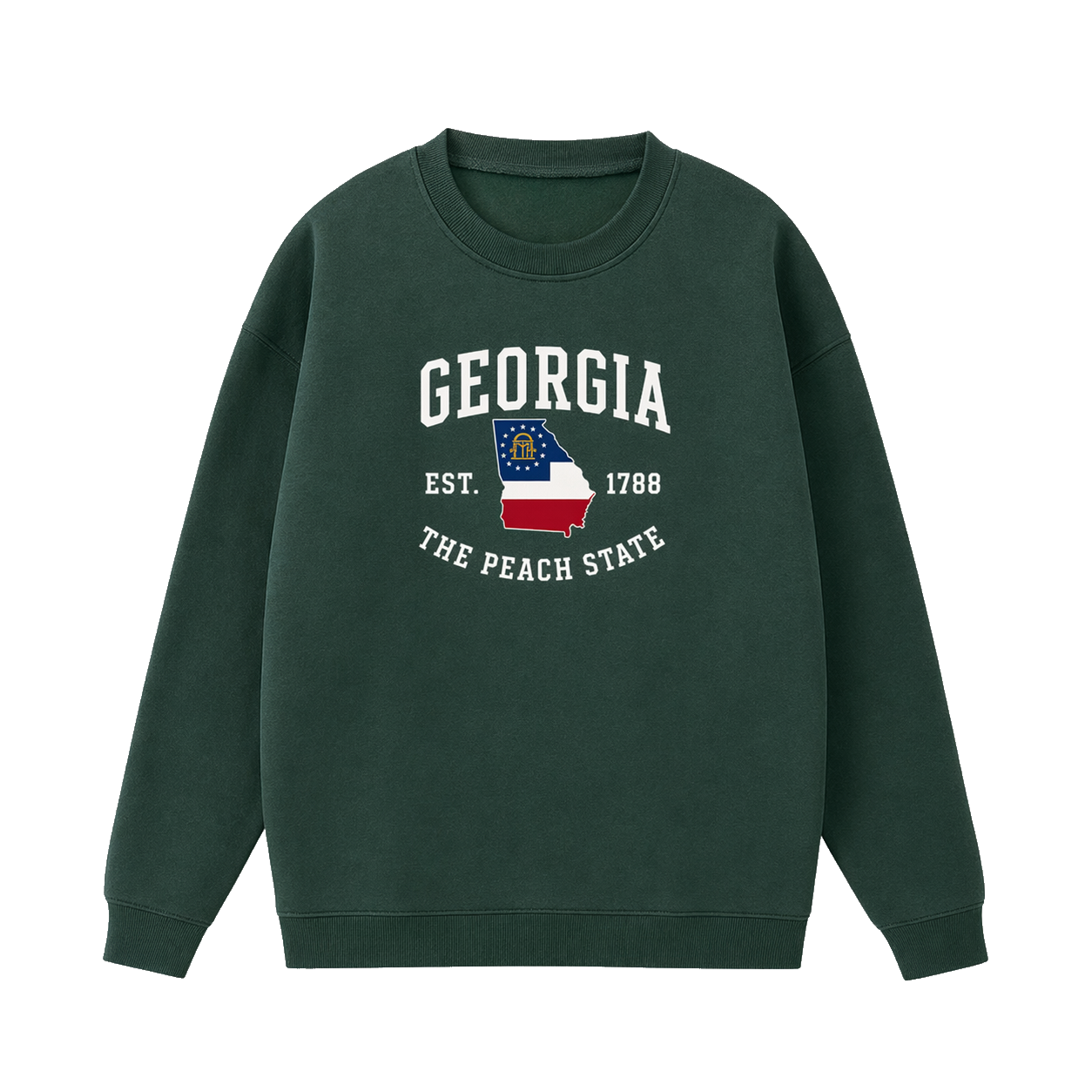 Collection 8 Georgia Essential Heavyweight Crewneck Sweatshirt - Dark Green front