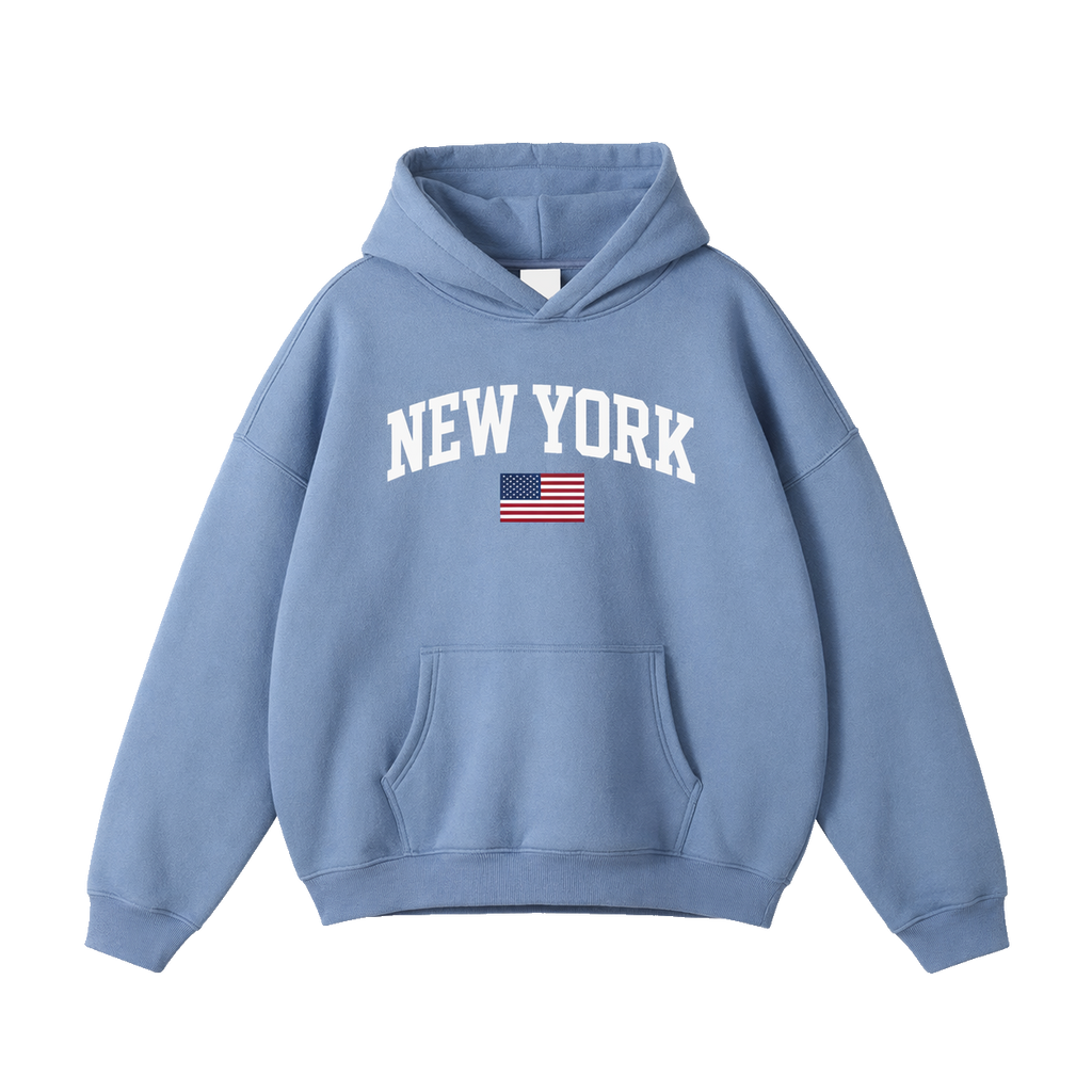 Collection 2 New York Oversize Fleeced Hoodie - Medium Blue front