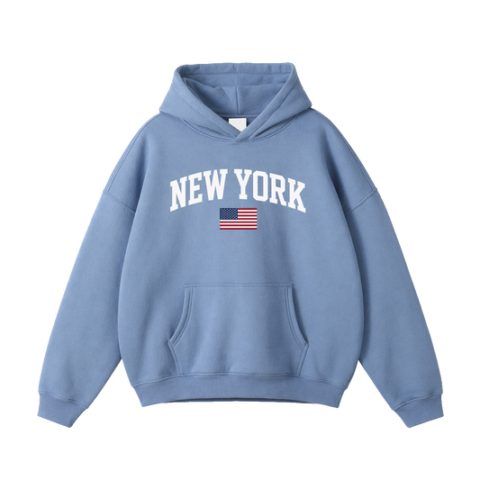 Collection 2 New York Oversize Fleeced Hoodie - Medium Blue front