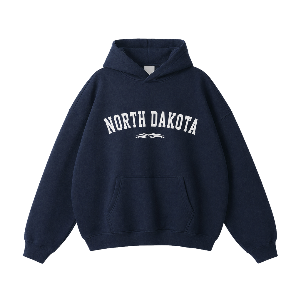 Collection 9 North Dakota Oversize Fleeced Hoodie - Navy Blue front