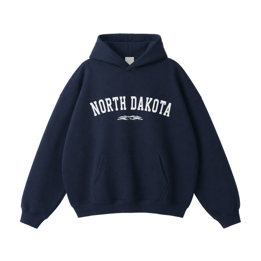 Collection 9 North Dakota Oversize Fleeced Hoodie - Navy Blue front