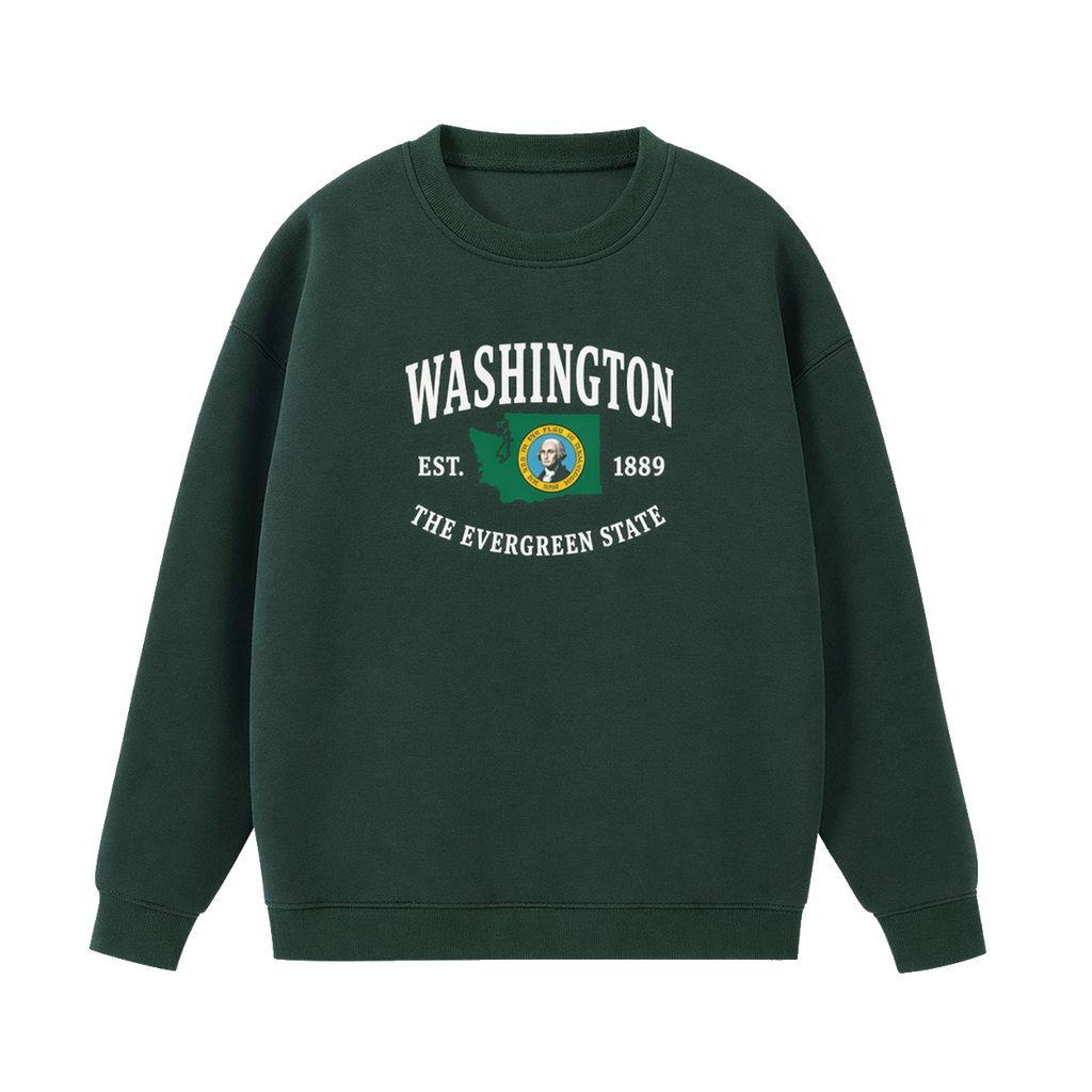Collection 8 Washington Essential Heavyweight Crewneck Sweatshirt - Dark Green front