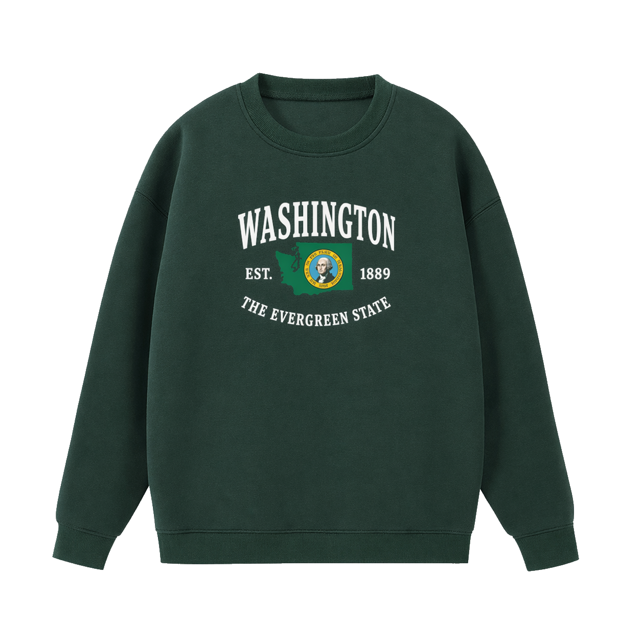 Collection 8 Washington Essential Heavyweight Crewneck Sweatshirt - Dark Green front