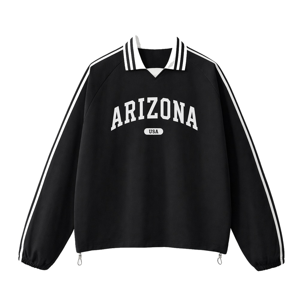 Collection 4 Arizona Contrast Striped Lapel Collar Sweatshirt - Black front