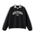 Collection 4 Arizona Contrast Striped Lapel Collar Sweatshirt - Black front