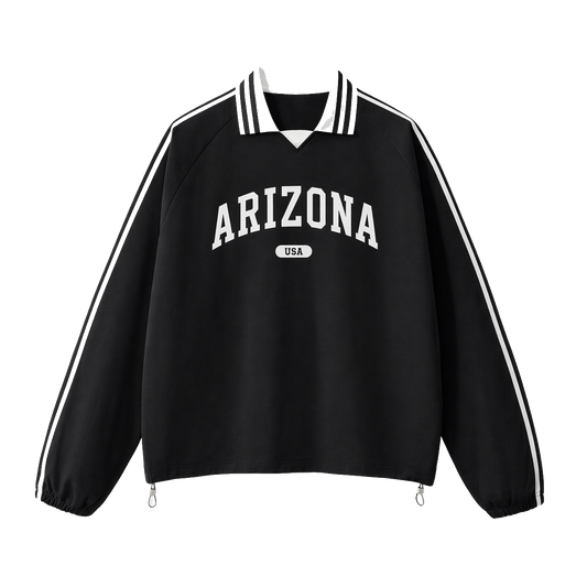Collection 4 Arizona Contrast Striped Lapel Collar Sweatshirt - Black front