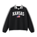 Collection 2 Kansas Contrast Striped Lapel Collar Sweatshirt - Black front