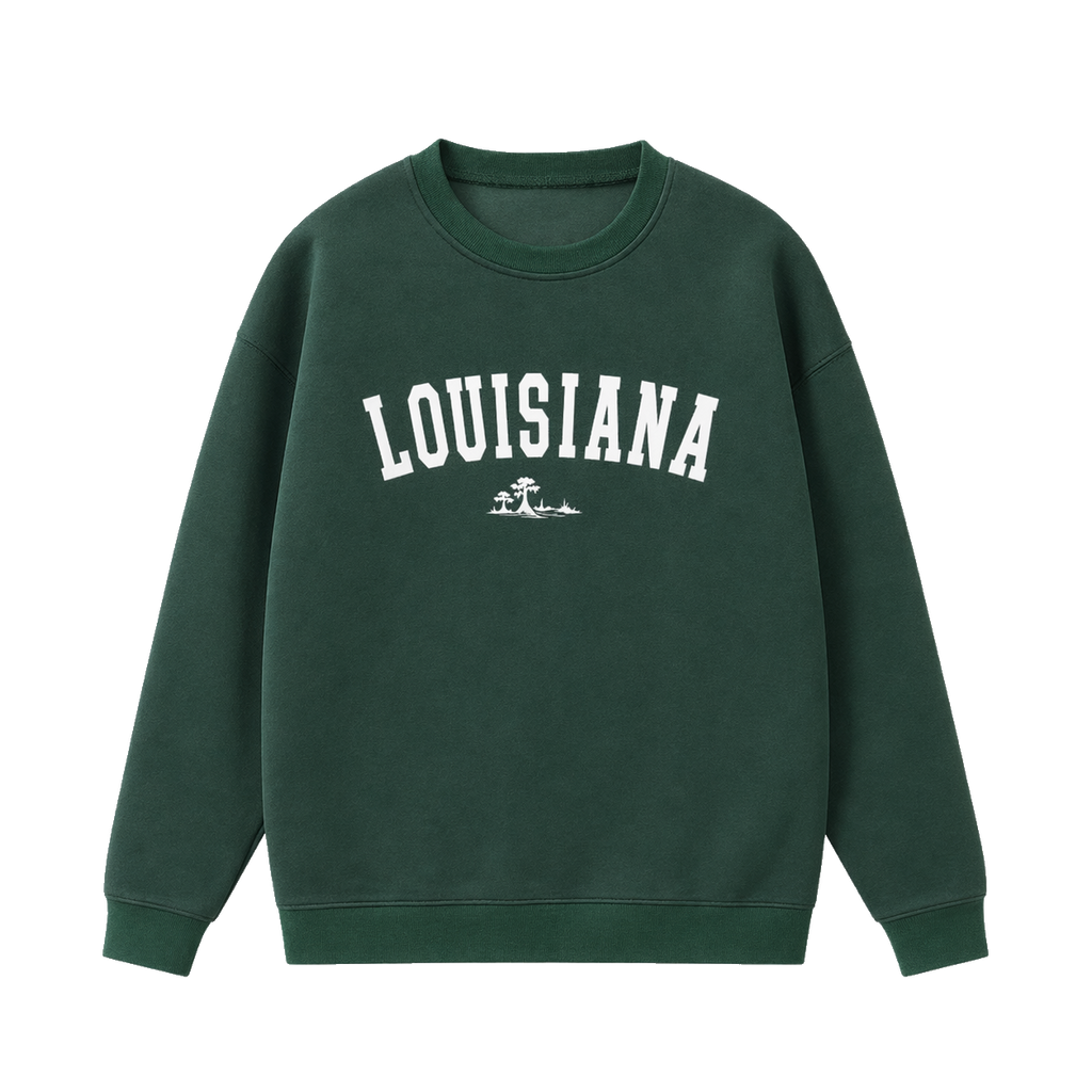 Collection 9 Louisiana Essential Heavyweight Crewneck Sweatshirt - Dark Green front