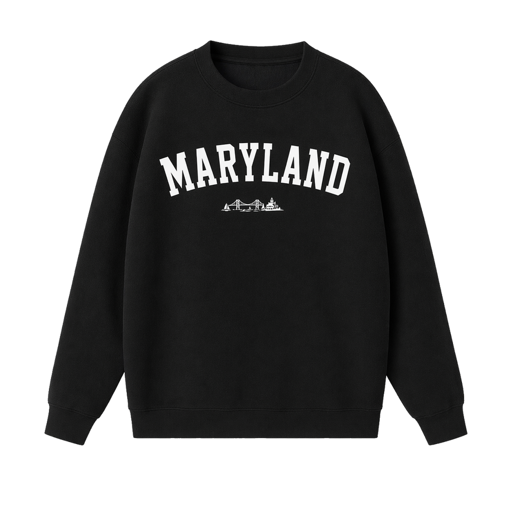 Collection 9 Maryland Essential Heavyweight Crewneck Sweatshirt - Black front