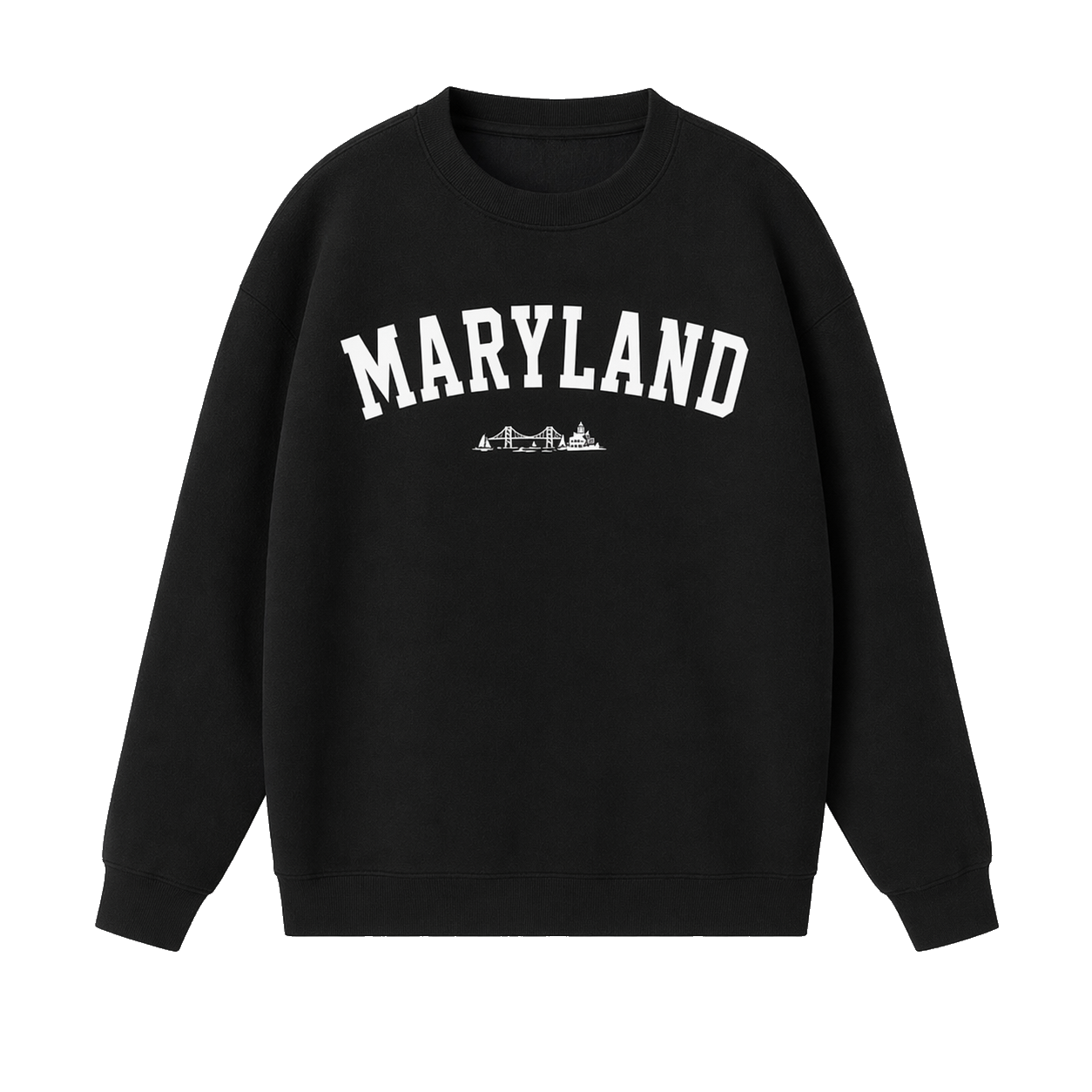 Collection 9 Maryland Essential Heavyweight Crewneck Sweatshirt - Black front