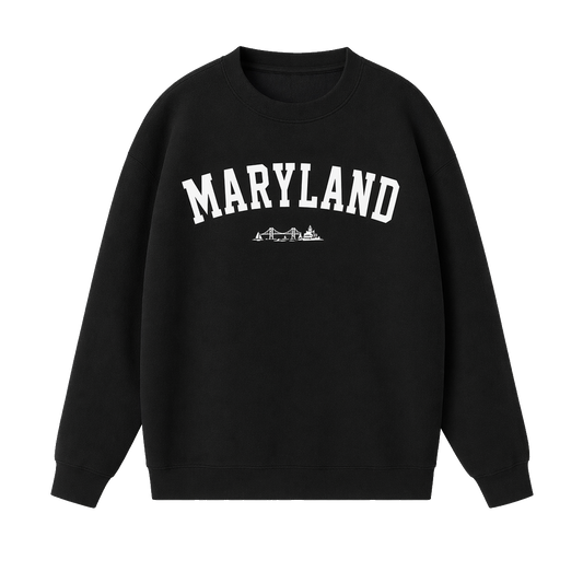 Collection 9 Maryland Essential Heavyweight Crewneck Sweatshirt - Black front
