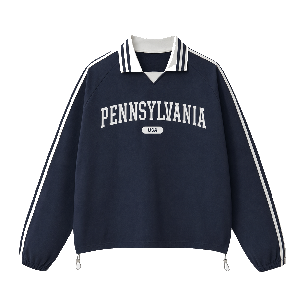 Collection 4 Pennsylvania Contrast Striped Lapel Collar Sweatshirt - Royal Blue front
