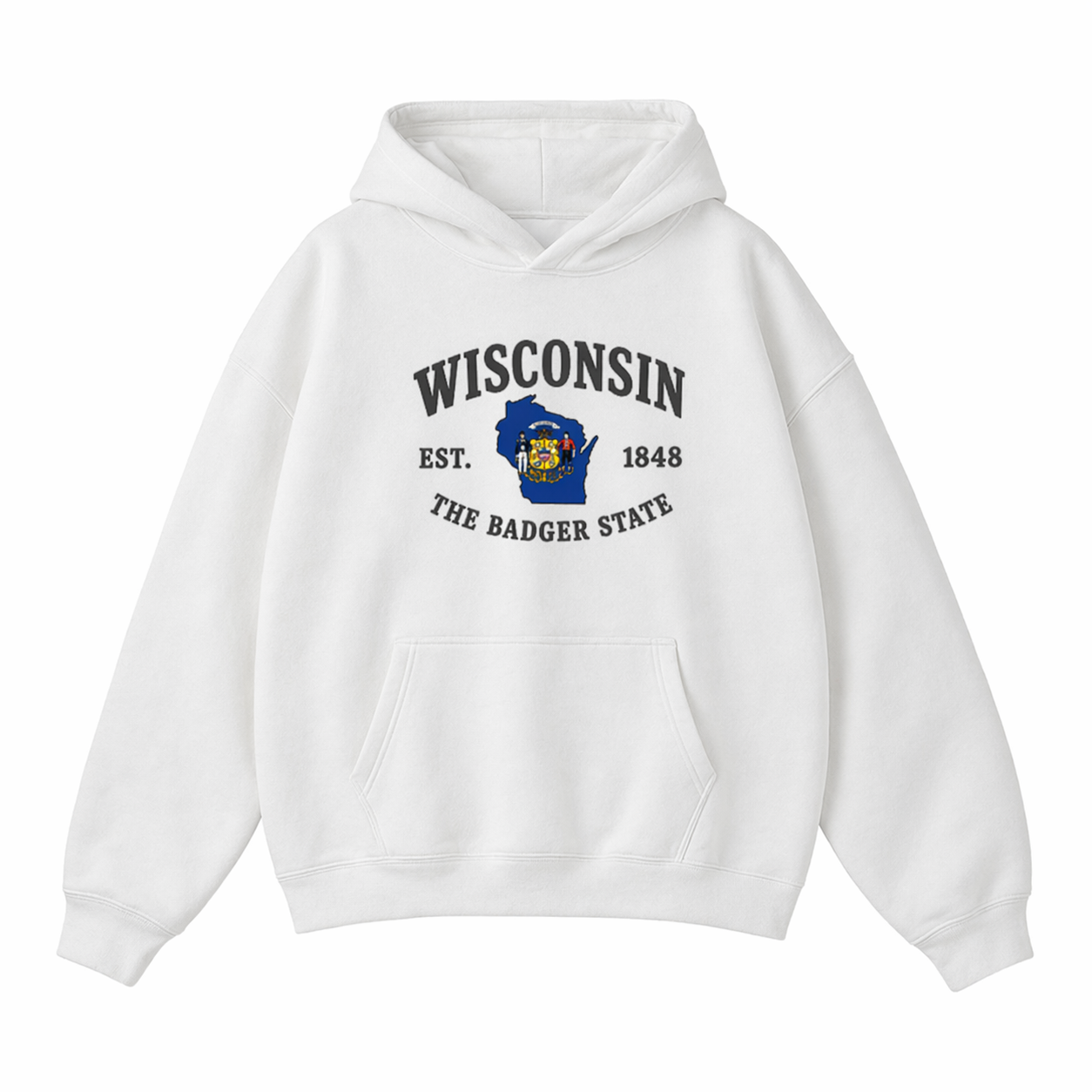 Collection 8 Wisconsin Oversize Fleeced Hoodie - White front