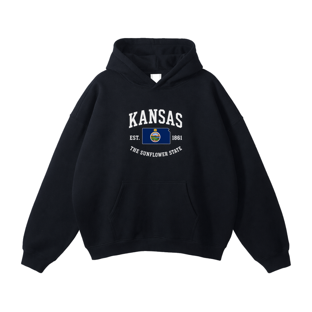 Collection 8 Kansas Oversize Fleeced Hoodie - Black front