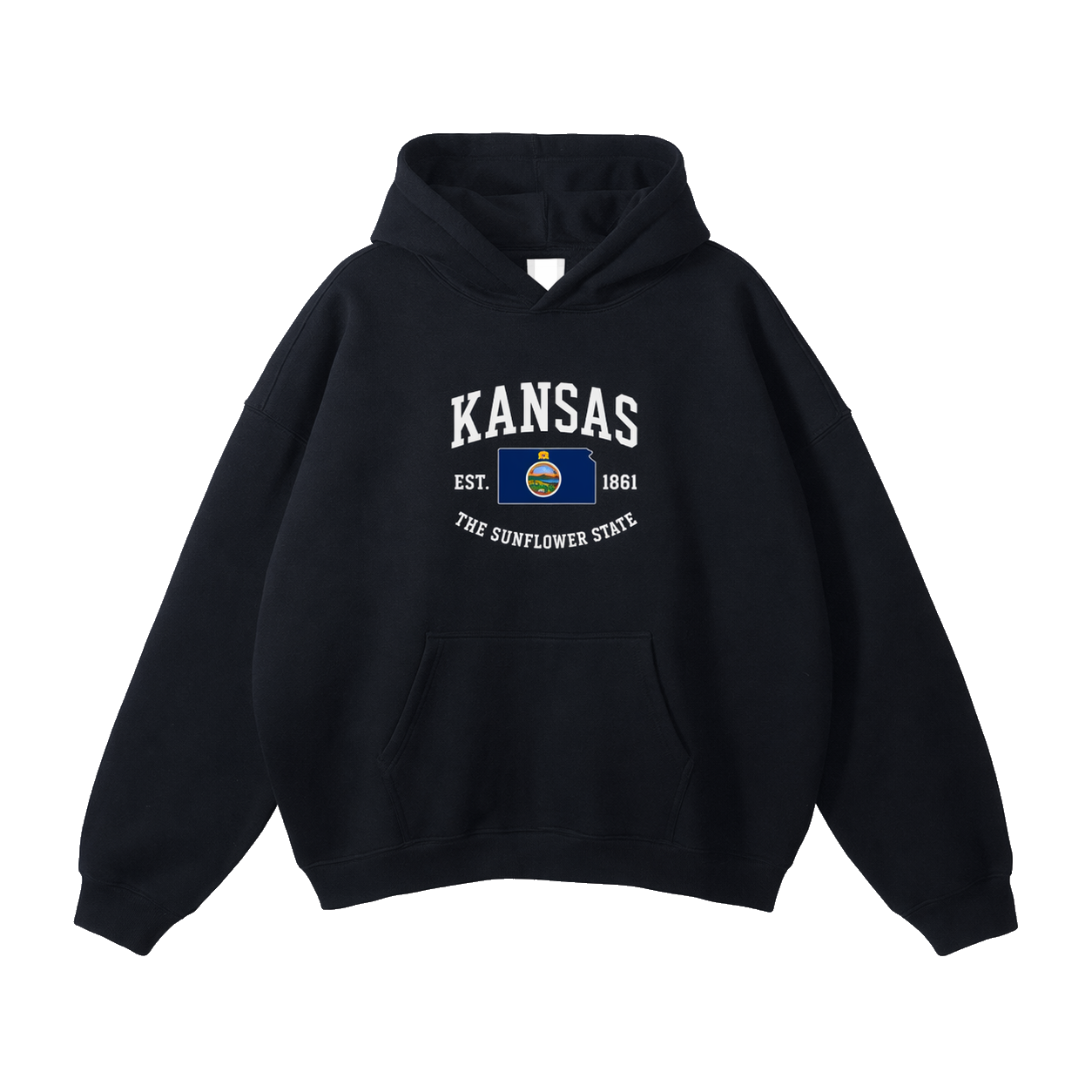 Collection 8 Kansas Oversize Fleeced Hoodie - Black front